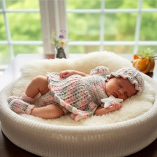 Baby Girl Crochet Dress Frock Bloomer Booties Cap Layette Set Baby Shower Gift