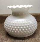 Vintage Hobnail Replacement Lamp Shade Milk Glass Ruffle Top 6 7/8" base