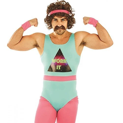 80s Fitness Instructor Mens Fancy Dress Neon Aerobics Sports