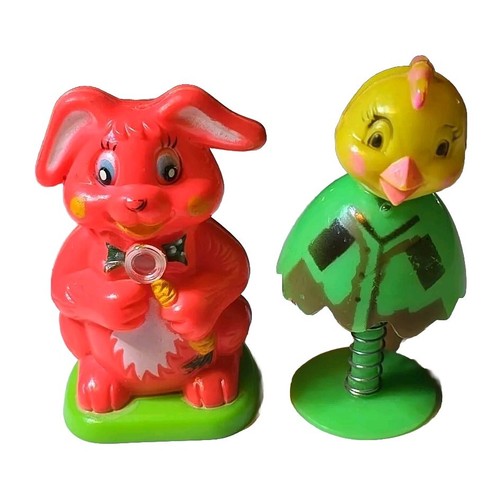 VTG Blow Up Plastic Easter Unlimited Spring Pop Up Chick & Rabbit Toys Hong Kong - Picture 2 of 11