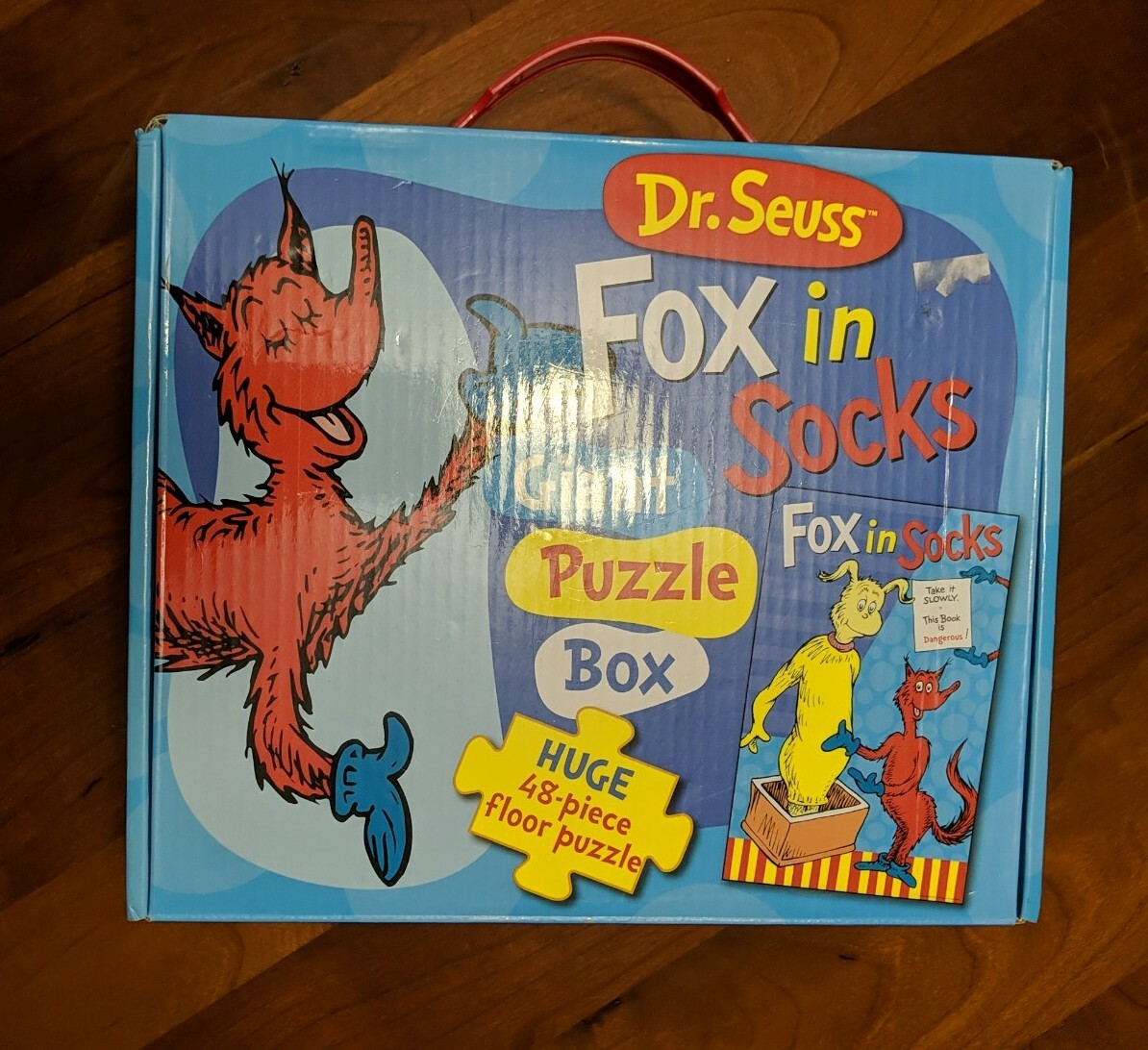 Dr Seuss Fox In Socks Giant Puzzle Box Huge 48 Piece Floor Puzzle For Sale Online Ebay