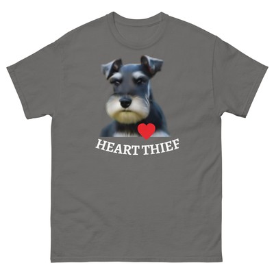 Miniature Schnauzer HEART THIEF T-shirt Preshrunk Gildan 5000 Tee Tear Away Lbl