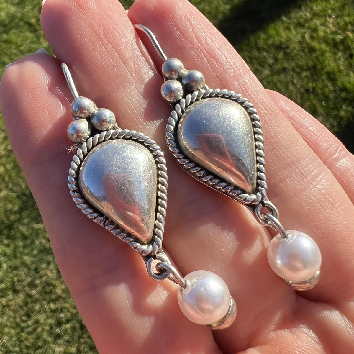 Vintage Sterling Silver 925 Women's Jewelry Stud Earrings Marked 12 gr