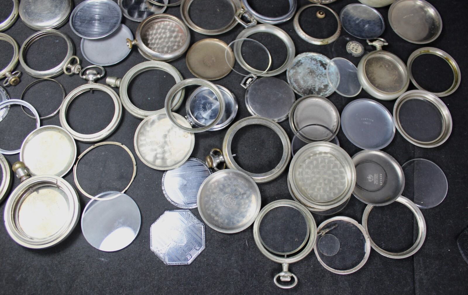 3+ Lbs Pocket Watch Case Parts Lot Bezels Frames Backs Vintage