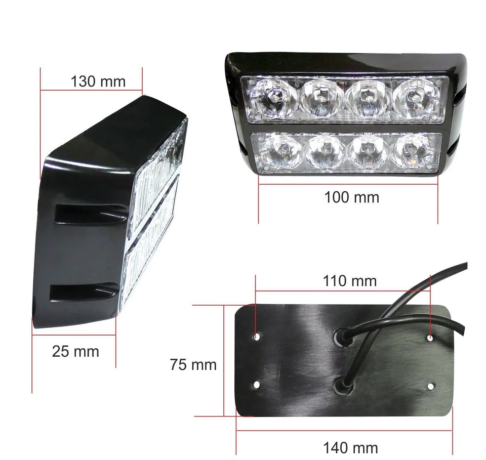 4 Pezzi 8 LED Stroboscopica Emergenza Luce Ambra 12/24V Auto SUV Camion Flash - Immagine 2 di 4