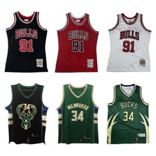 Basketball Trikots Gen&auml;ht Bulls/Bucks Schwarz/Wei&szlig;/Rot/Gr&uuml;n S-2XL