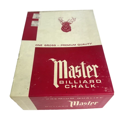 Vintage Master Billiard Blue Pool Cue Chalk in Box 94 Pieces