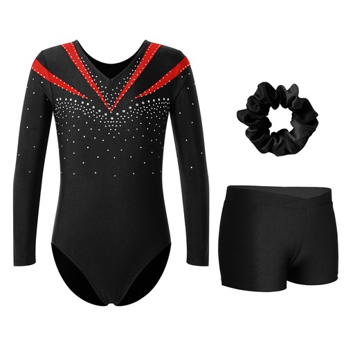 Kids Girls Jumpsuit And Bottoms Practice Dance Outfit Shiny Bodysuit Sport - Picture 47 of 57