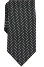 MICHAEL KORS Black Begley Geo Geometric Silk Blend Neck Tie NEW