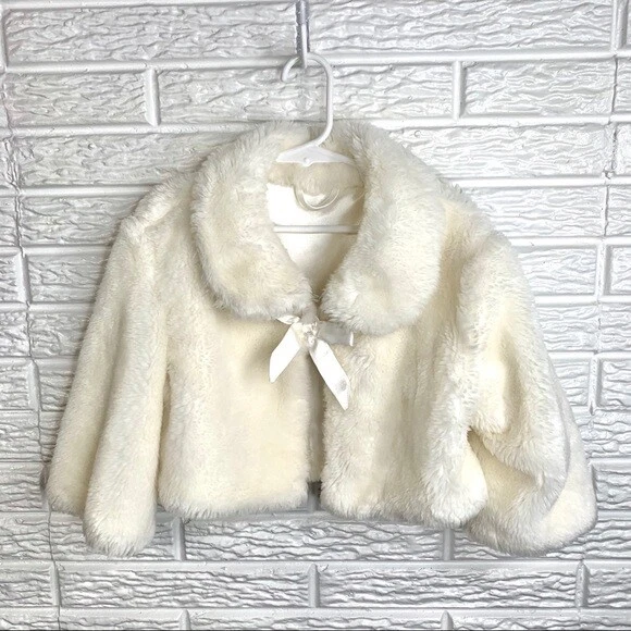 Cream cropped fur jacket cheap