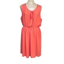 Forever 21 Womens Flowy Light Pink Babydoll Midi Dress Sz L Sheer Lined