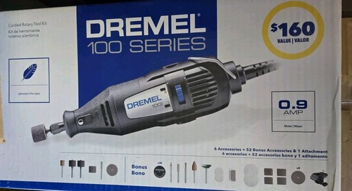 New In Box Dremel 100 Series 0.9amp Corded Rotary Tool 59 Piece Kit $160 Value