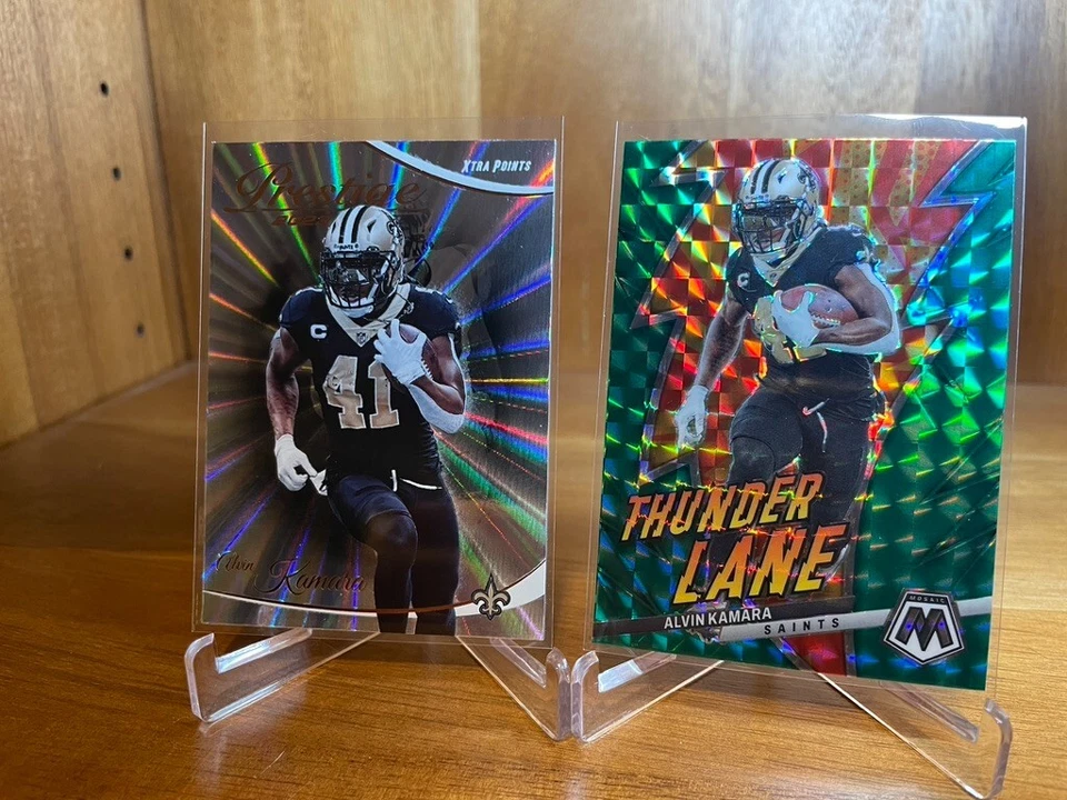 Alvin Kamara 2023 Mosaic Green Mosaic Prizm Thunder Lane + Prestige EP Sunburst - Image 3 of 4