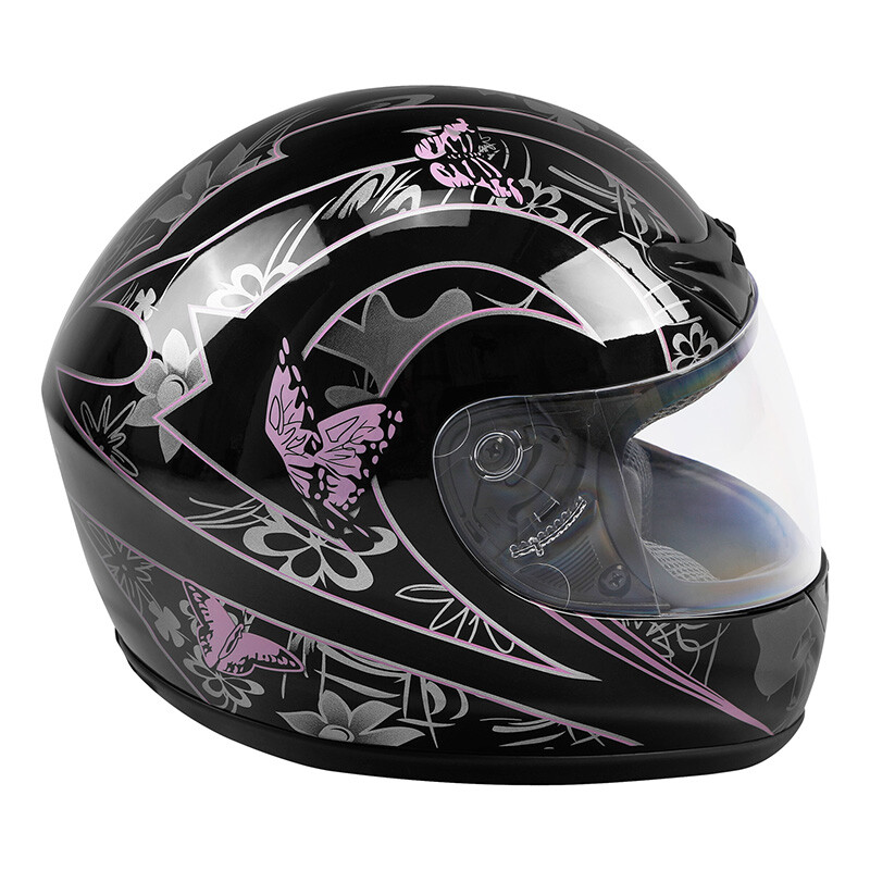 DOT Adult Pink Black Butterfly Motorcycle Full Face Street Helmet S M L XL