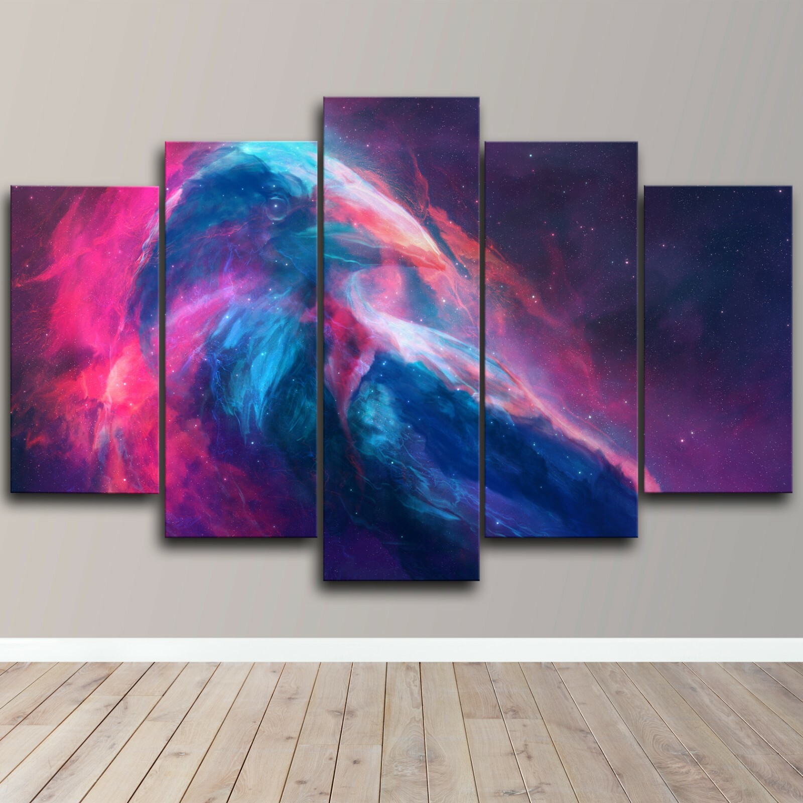 Abstract Raven Star Art 5 Piece Canvas Wall Print Home Decor