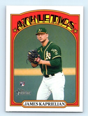 2021 Topps Heritage High Number James Kaprielian Rookie Oakland Athletics #696