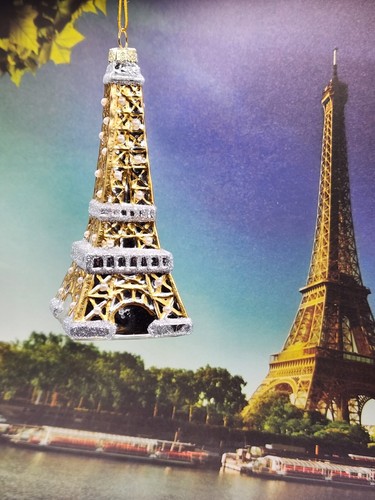 Glass Eiffel Tower Paris Christmas Ornament by World Market Glass FRANCE - Picture 2 of 4