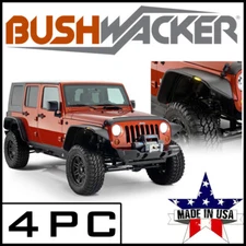 Bushwacker Flat Style Front/Rear Fender Flares fit 07-18 Jeep Wrangler JK 4-Door