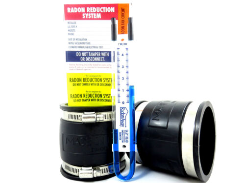 Kit d'installation 3 x 3 noirs pour ventilateur radon jusqu'à 3 pouces PVC  - Photo 1 sur 1