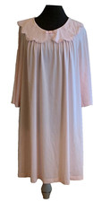 Vtg Shadowline Hospital Open Back Gown Pink Snap Shoulder Peter Pan Collar Sz M