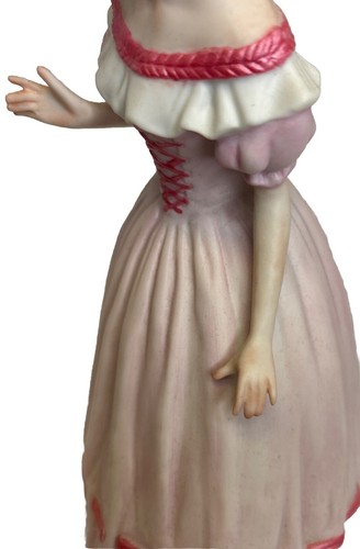 Narco von Corky Vintage rosa Kleid Frau Dame Keramik Figur mit Vogel auf der Schulter - Bild 5 von 9