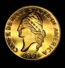 BEAUTIFUL BRONZE 1861 ONE CENT CONFEDERATE STATES RESTRIKE CIVIL WAR TOKEN/COIN