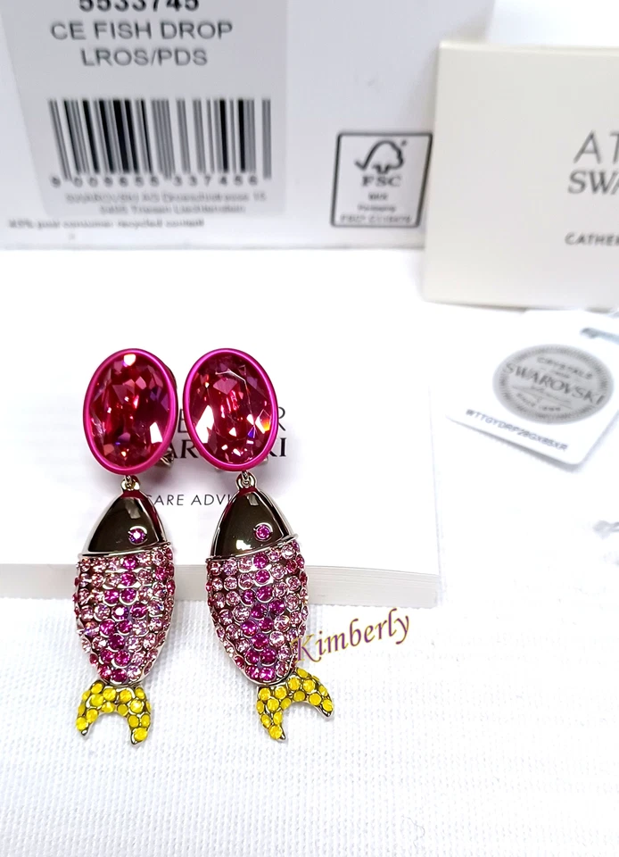 Pendientes Swarovski Mustique Sea Life Pez Cristal Rosa Auténticos NUEVOS 5533745 Foto 3 de 4