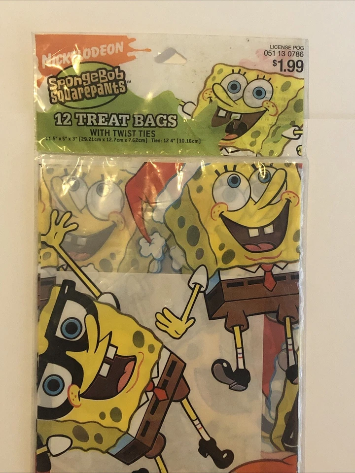 Bob Esponja Calça Quadrada Sacolas de Festa 12 Peças Natal Nickelodeon NOS 2006 - Imagem 2 de 4