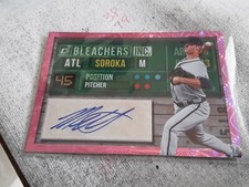 Mike Soroka SP Bleachers Auto Pink Fireworks Atlanta Braves 2019 Donruss No B1