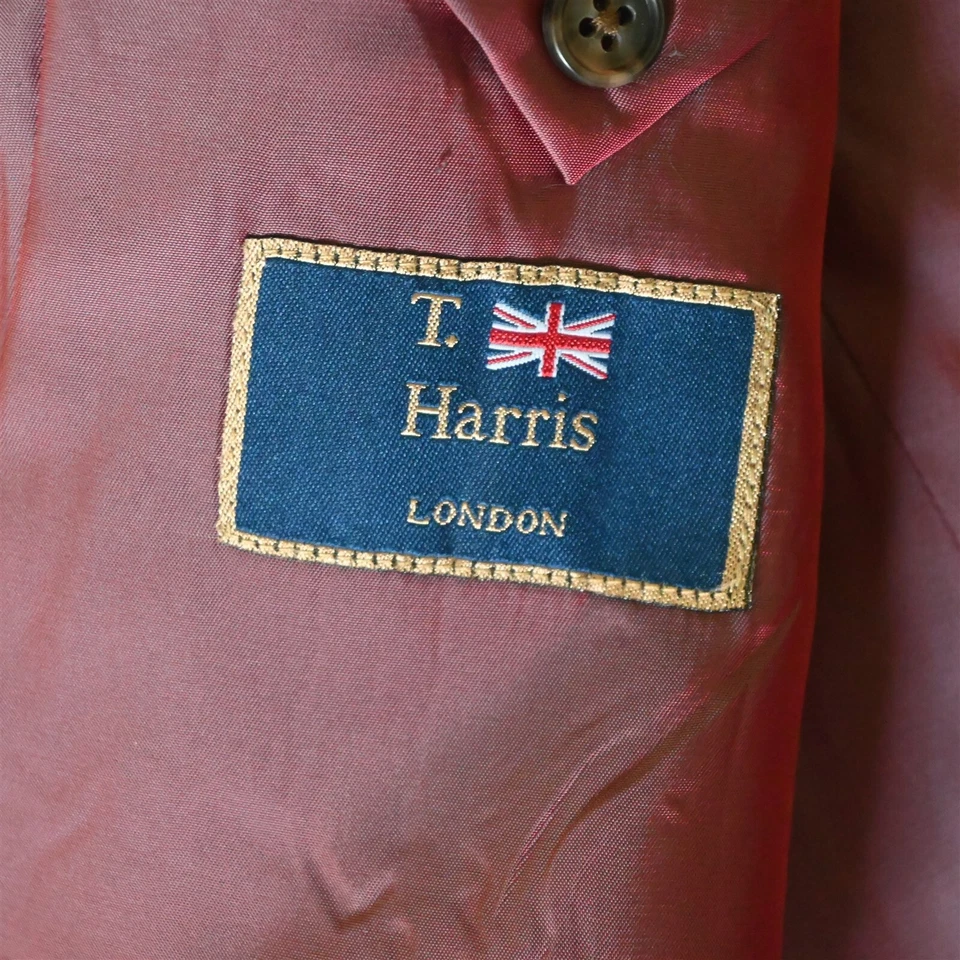 T. Harris 46L Marrón Azul Pata de Gallo 100% Lana Blazer Traje Chaqueta Abrigo Deportivo Foto 4 de 4
