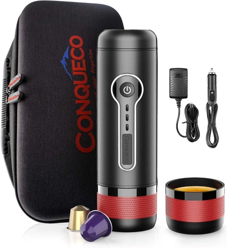 Conqueco 12V Travel Espresso Portable Coffee Maker with Portable Case