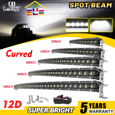 20'' 26'' 32'' 38'' 44'' 50'' Curved LED Work Light Bar Offroad Driving SUV 4x4 Truck