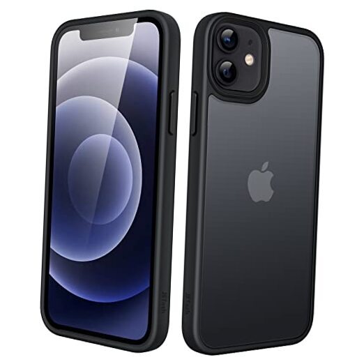 Matte Case for iPhone 12/12 Pro 6.1-Inch, Shockproof Military Grade Drop Black