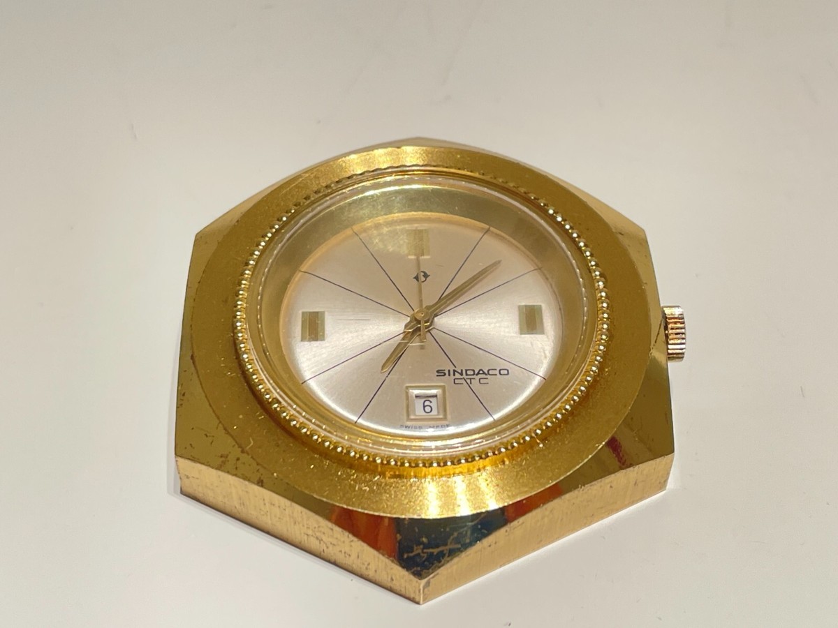 VINTAGE SWISS LUXURY GOLD PLATED MECHANICAL TRAVELING DESK WATCH