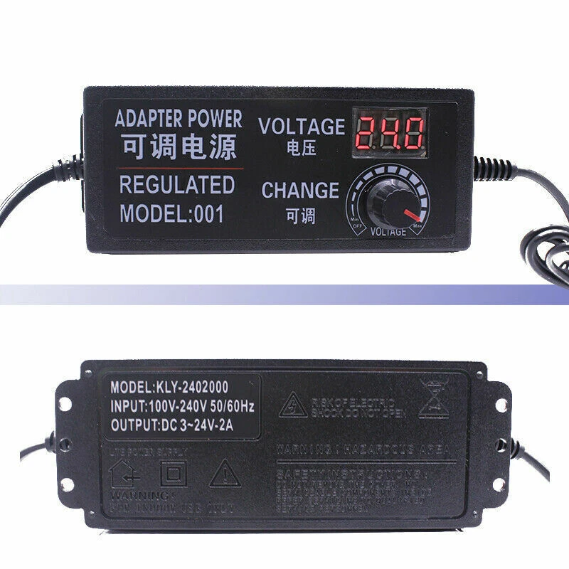 Adjustable AC to DC3-12V 9-24V Regulated Adapter Power Supply Adapter EU/US Plug - Image 2 of 4