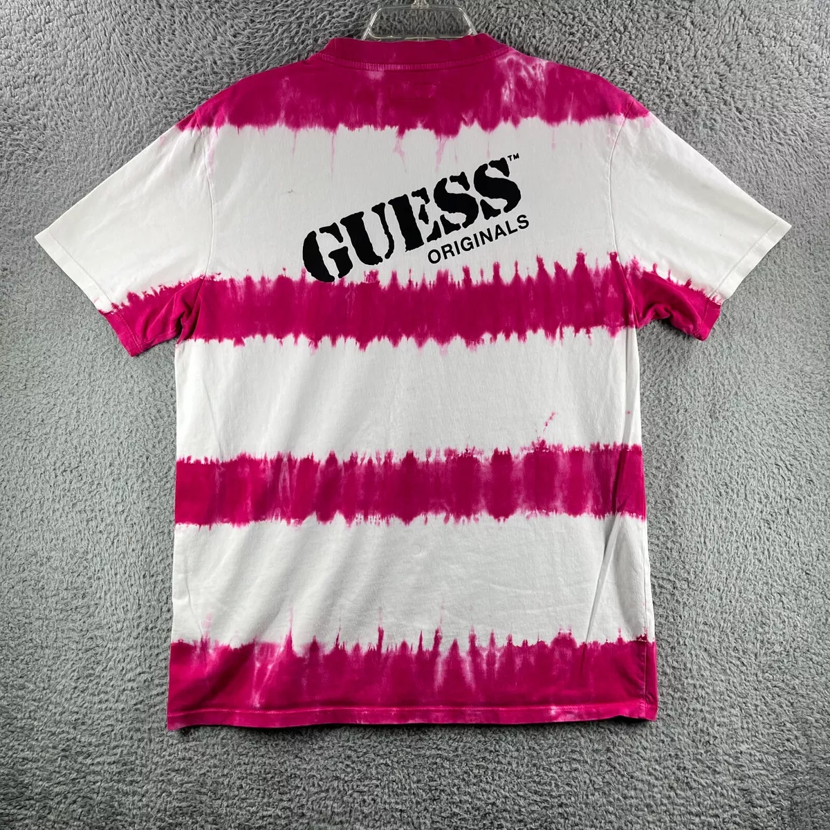 Pink and white clearance striped guess shirt