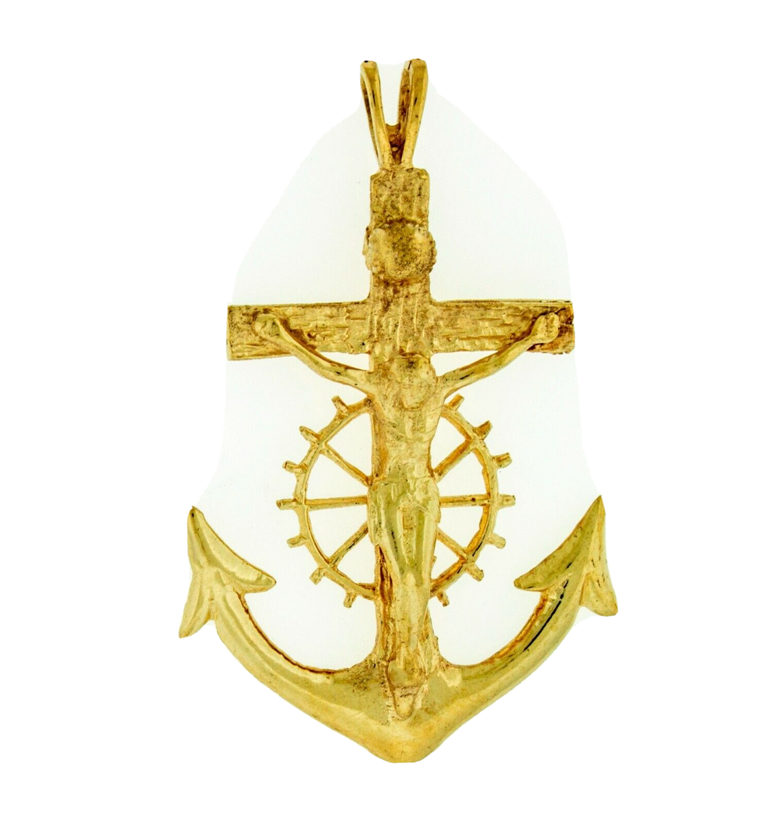 Mariner Anchor Real Solid 14k Yellow Gold Jesus Crucifix grams