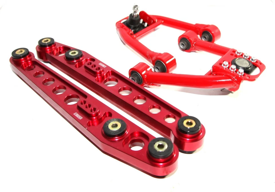 Brazo inclinable superior delantero rojo + brazo de control inferior trasero para Honda Civic EK 1996-2000 Foto 2 de 4