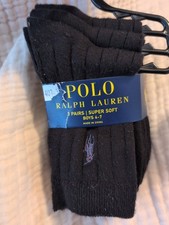Polo Ralph lauren boys socks Size 4-7 3pair Black Super soft 