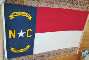 Vintage North Carolina State Flag 5 Feet by 8 Feet Used