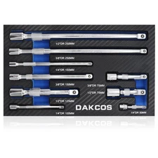 DAKCOS 9 Pieces Drive Socket Extension Set Includes 1/4 3/8 1/2 Inch