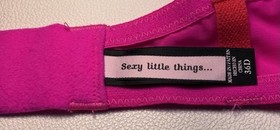 Victoria&rsquo;s Secret Sexy Little Things Bra 36D Pink Red Lace Rhinestone Push Up