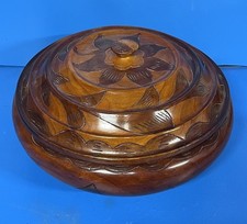 Large Carved Wooden Bowl With Top