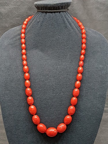 Vintage Graduated Beads Necklace Kenneth Lane Orange Hand Knotted KJL ~28”