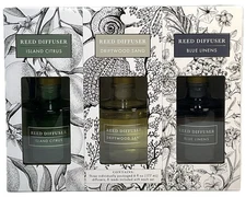 Bellevue 6oz. Reed Diffuser ，Blue Linen, Driftwood Sand, Island Citrus set of 3