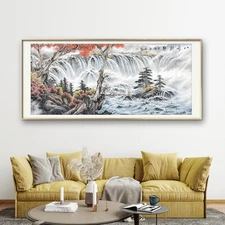 Chinese landscape painting office decorative frameless hand-drawn Eastern Art
