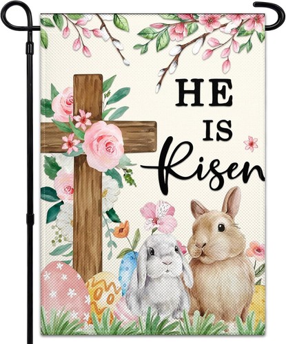 Easter Garden Flags for Outside 12x18 Inch He Is Risen Flag
