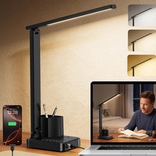 LED Desk Lamps for Home Office, Modern Dimmable Eye Caring Desk Light with US...