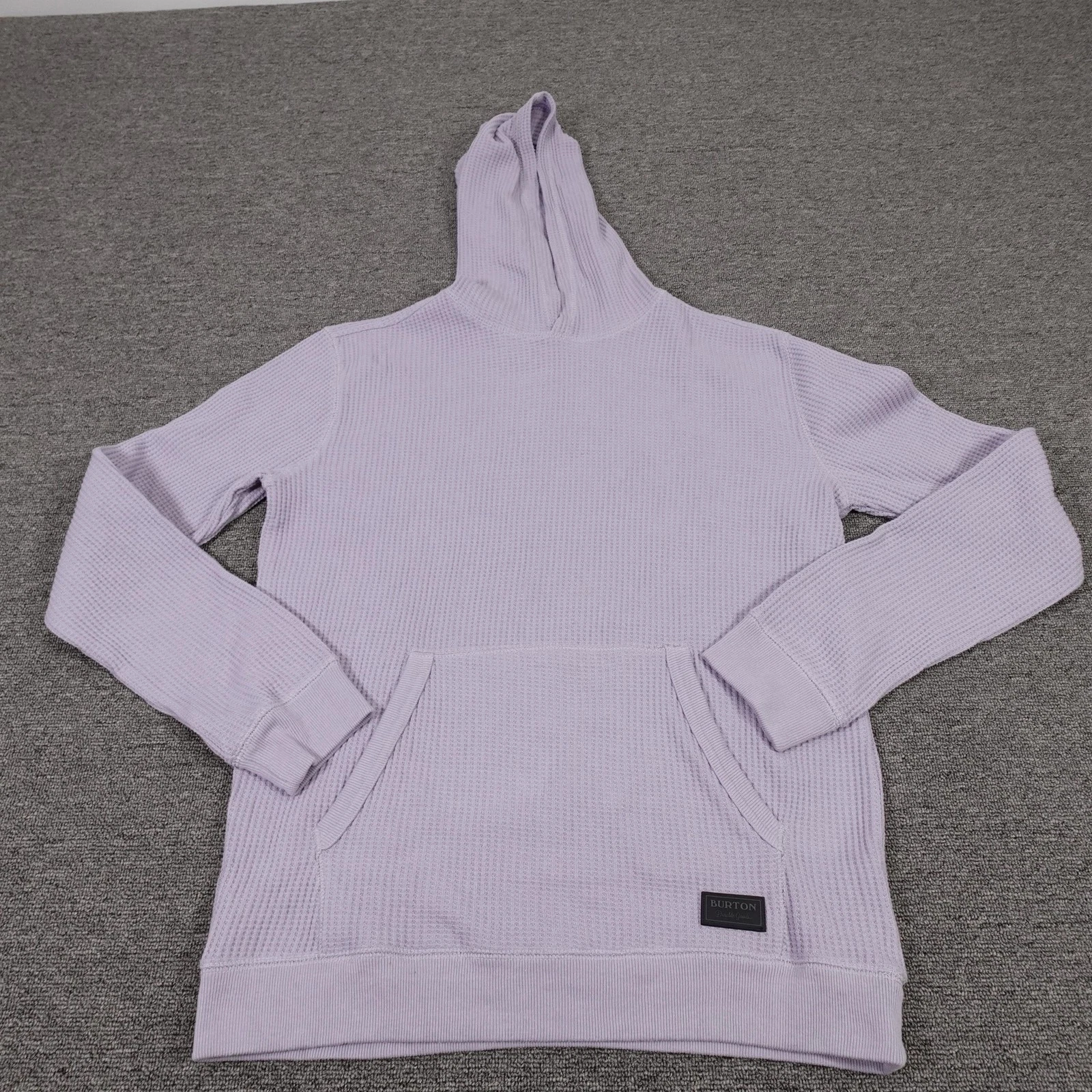 Burton Hoodie Mens Small Purple Thermal Waffle Knit Pullover Kangaroo Pocket