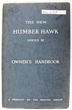 HUMBER Hawk Series III Car Owners Handbook 1963 #6600944 IB.374/2
